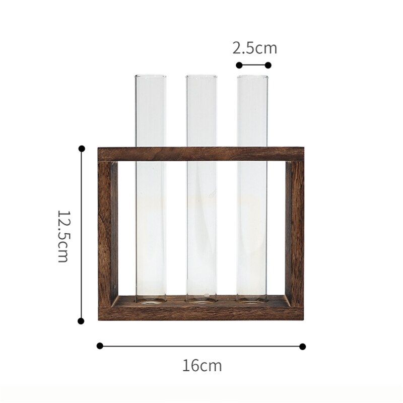 Hydrocultuur Planten Container Met Houten Frame Clear Glazen Reageerbuis Vaas Voor Thuis Tafelblad Vaas Decoratie: S