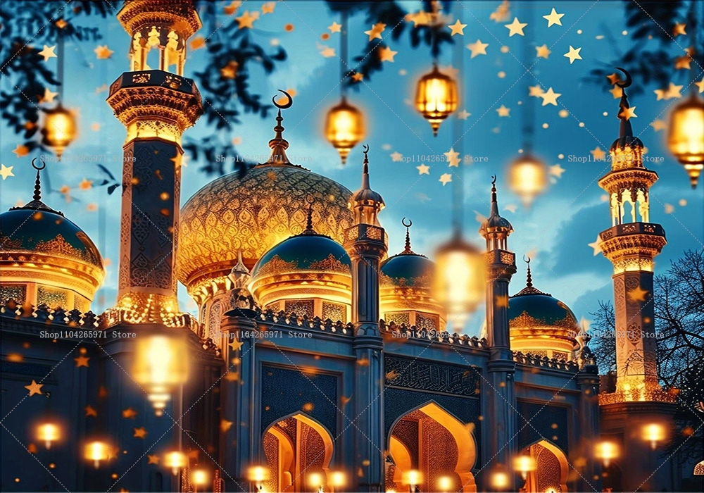 Glad ramadan marocko nattscen bakgrund eid al-fitr dekoration hem islamisk muslimsk festival fest fotobåstillbehör: S / Oliv