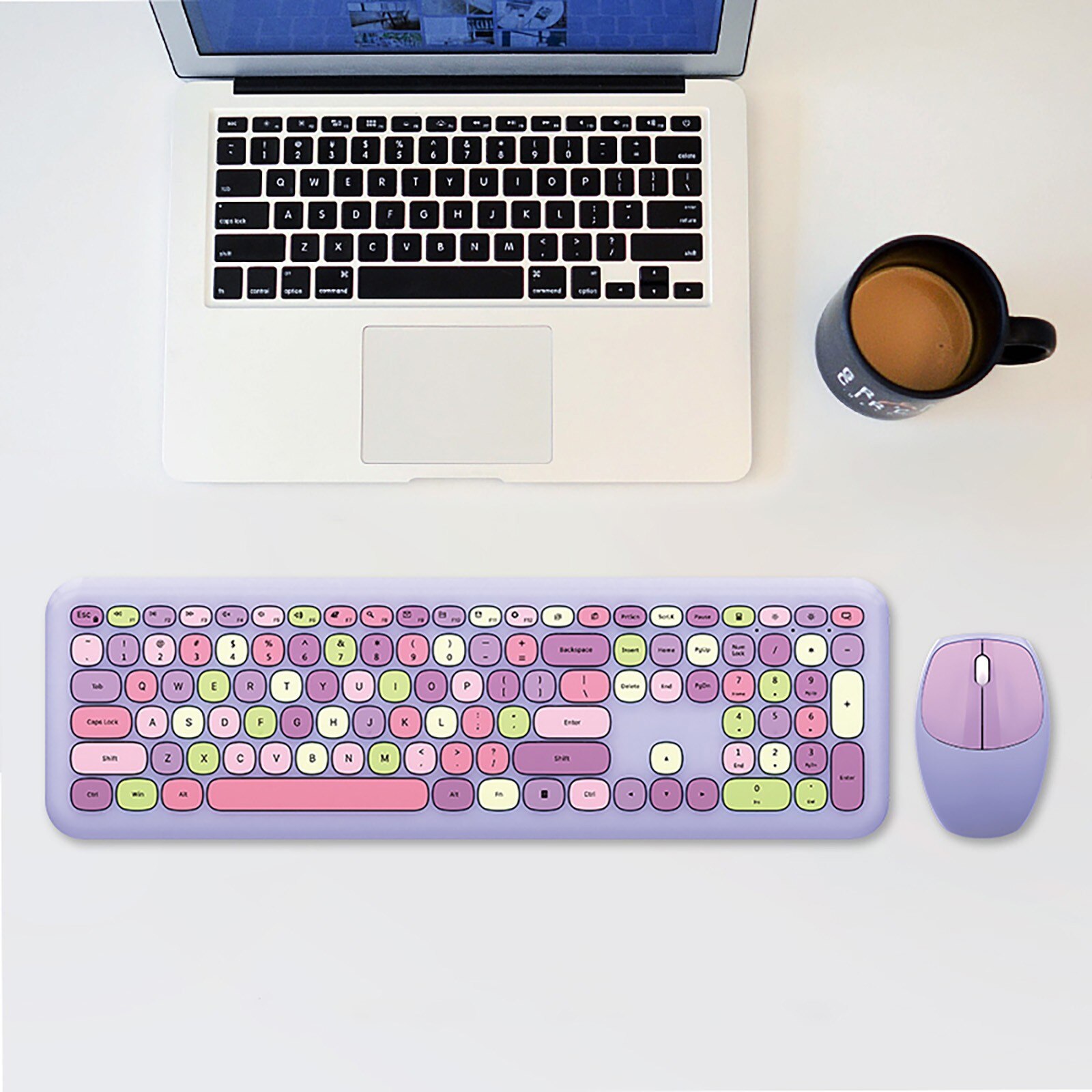 Jelly Comb Wireless Keyboard Mouse Combos For Desketop Laptop Notebook 2.4g Wireless Number Pad Pink Girl Keyboard And Mouse Set