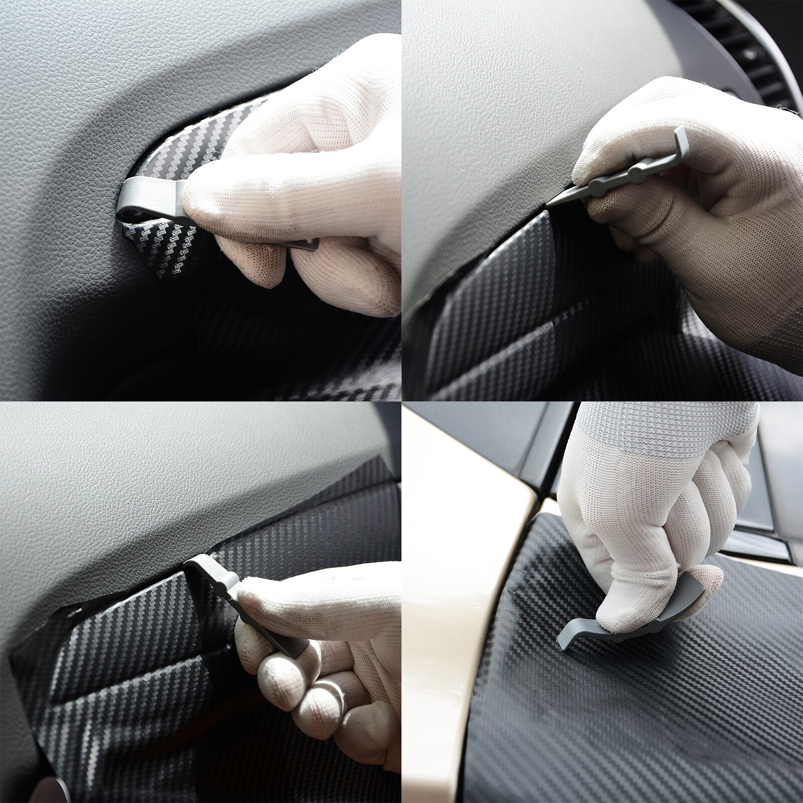 FOSHIO, pegatina de película magnética de fibra de carbono, herramienta de envolver escurridor, Kit de herramientas para envolver vinilo, Kit de herramientas para coche, tinte de Ventanilla, accesorios para coche