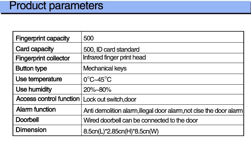 Fingerprint access control with keypad access control system with 10pcs RFID keyfobs