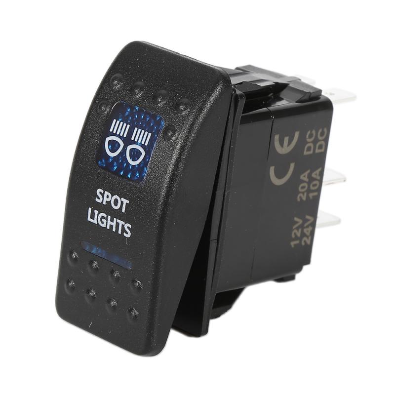 Blue LED Waterproof Bar Rocker Toggle Switch Marine Rocker Switch Button 12V-24V LED Bar Carling Rocker Toggle Switch