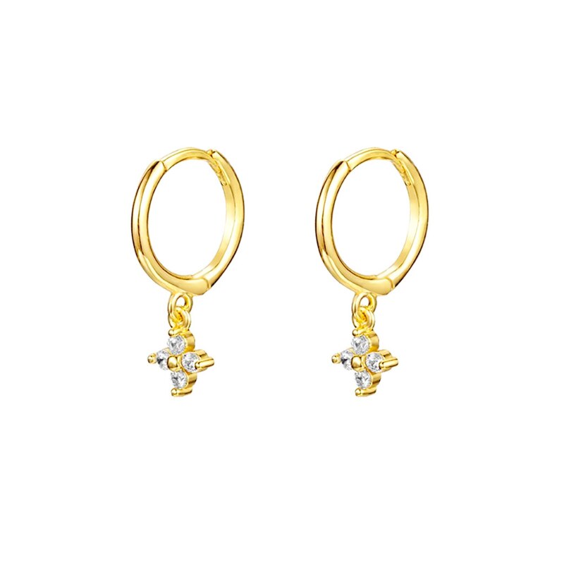 Hoepel Oorbellen Voor Vrouwen Crystal Ice Flower Ronde Cirkel Oorbellen Mode-sieraden Tiny Huggies Oorbellen Pendientes Accessoires: W0013-Y