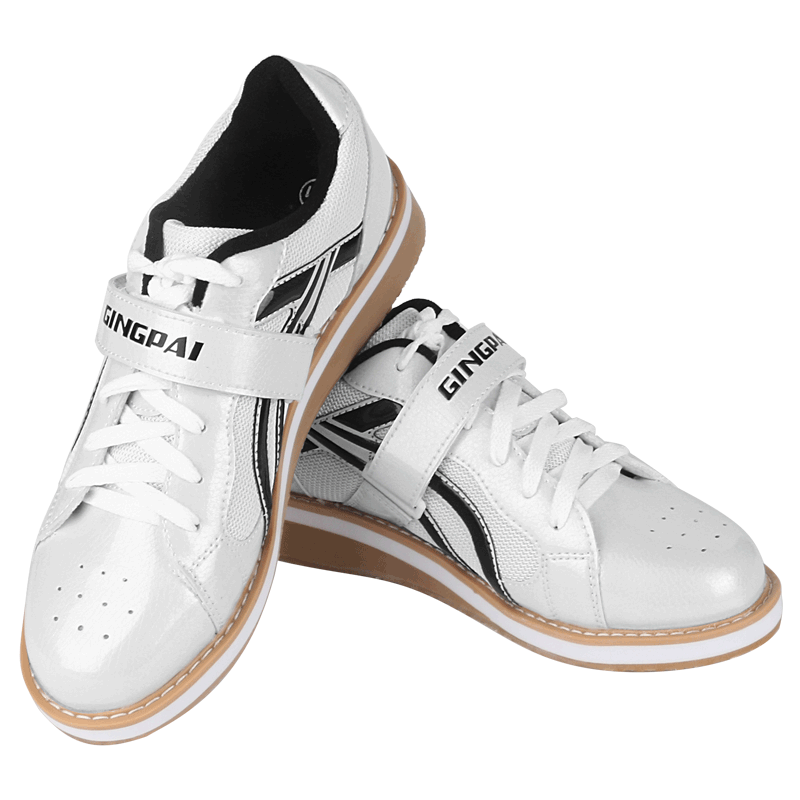 Plus Size Adult Weight Lifting Shoes For Suqte Power Lifting Exercise Training Leather Non Slip Weightlifting Shoes: white / 44