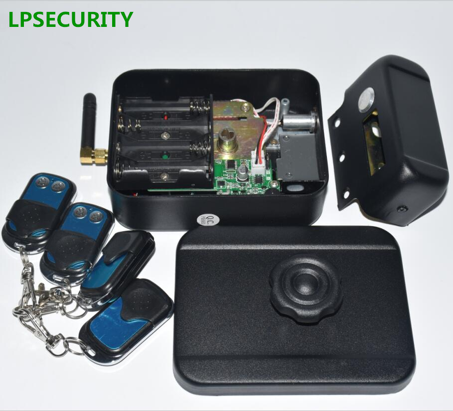 battery power 4 remote controls wireless outdoor gate door castle electric bolt lock (no battery included)