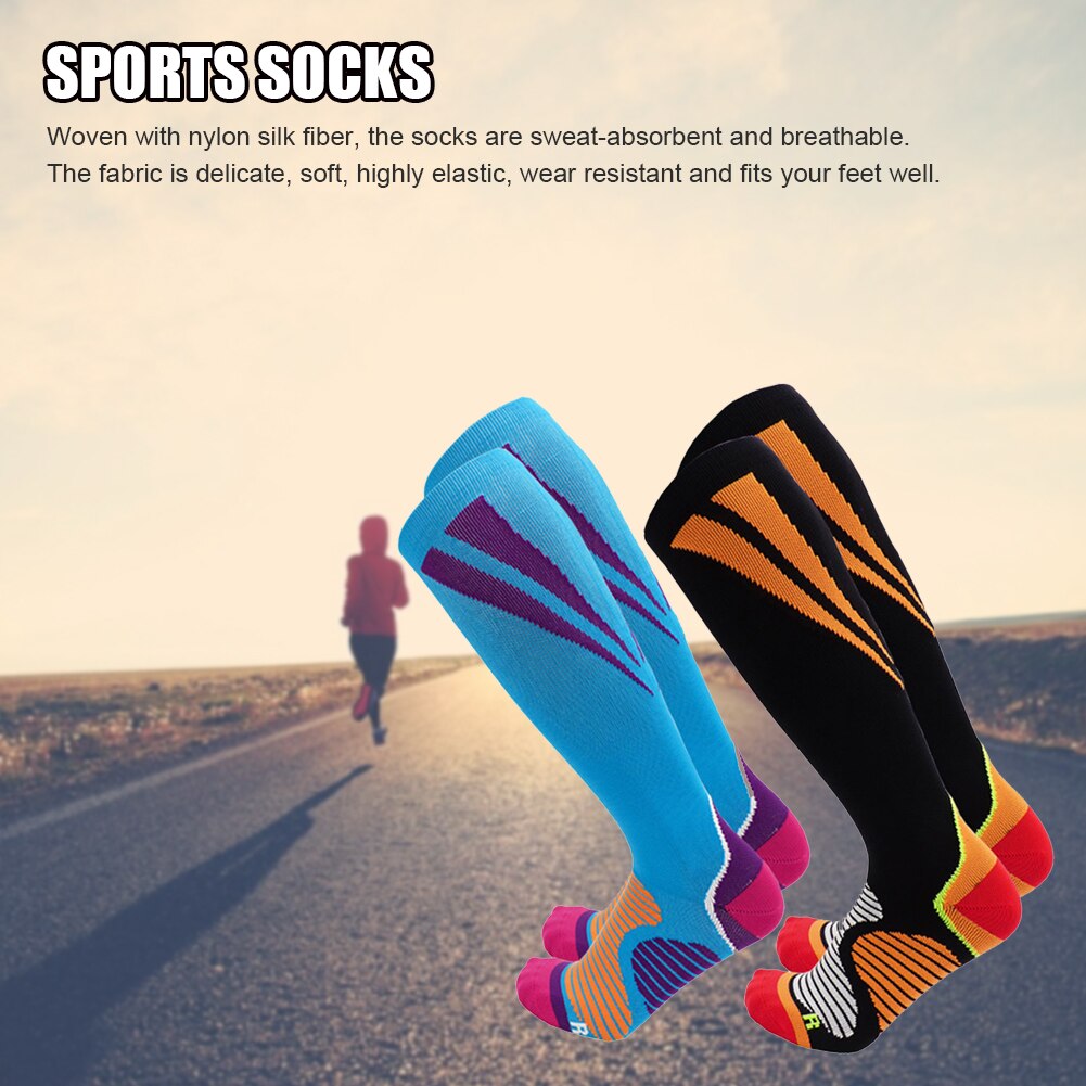 Chaussettes de Compression pour hommes, Absorption des chocs, bas de sport respirant sans couture pour Marathon cyclisme