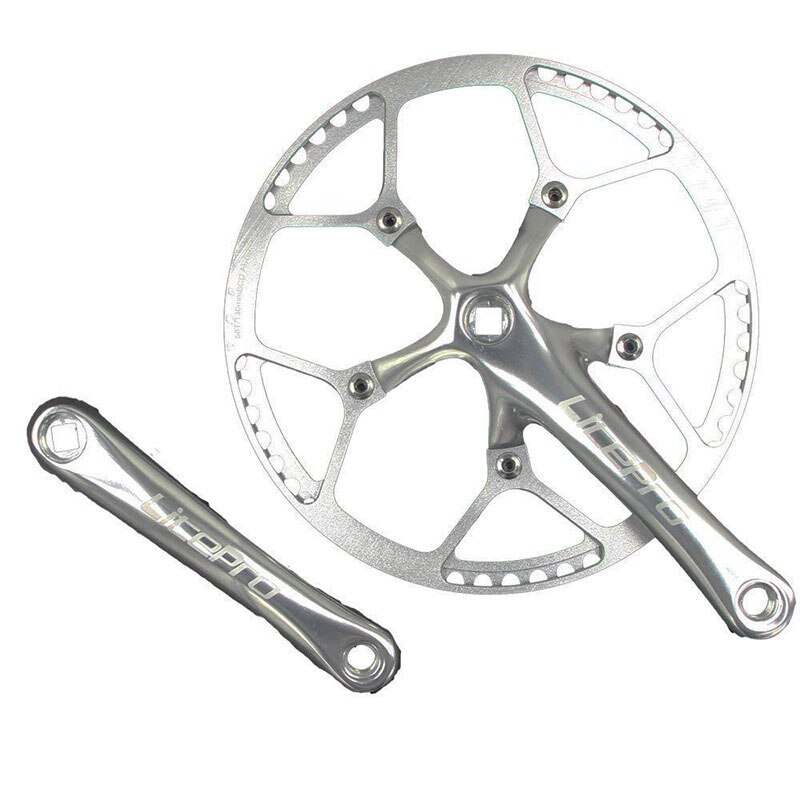 Litepro bike 130 bcd opvouwbare racefiets crankstel 170mm crankstel kettingblad 45-58t met kettingbouten voor single speed 6.5mm: Sliver--crank