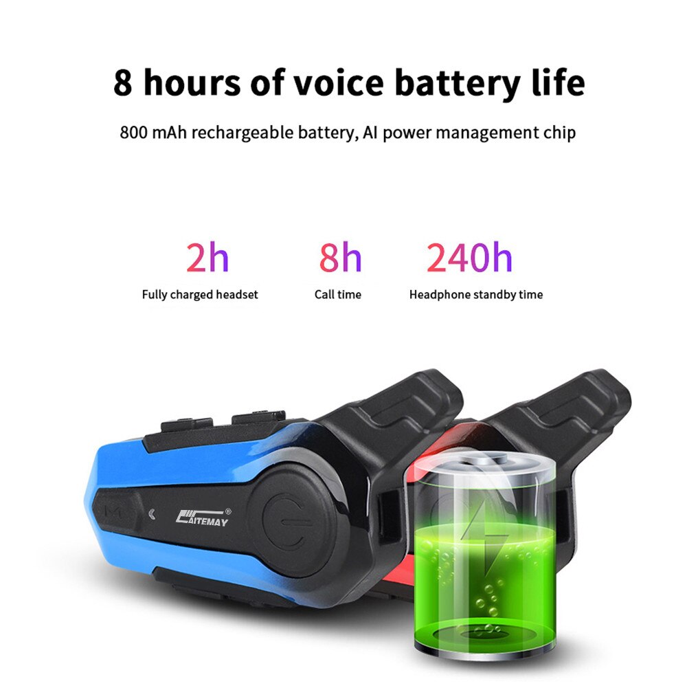 Intercomunicador con Bluetooth para casco de motocicleta, auriculares a la para emparejamiento de 2 conductores, interfono, manos libres, a prueba de agua, E1