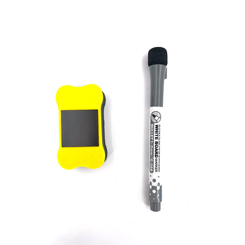 3 stk/sett magnetisk tavle kjøleskapsmagneter tørrtørke whiteboard markør viskelær skrive rekord oppslagstavle påminnelse notatblokk