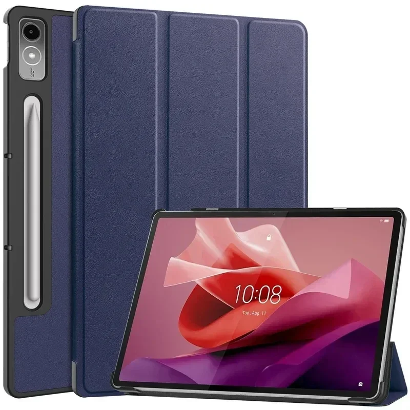 For Lenovo tab P12 12.7 Case Magnetic Tri-Folding PU Leather Stand Tablet Cover for Xiaoxin Pad Pro 12.7 12 7 inch TB371FC: 12.4 / Blue