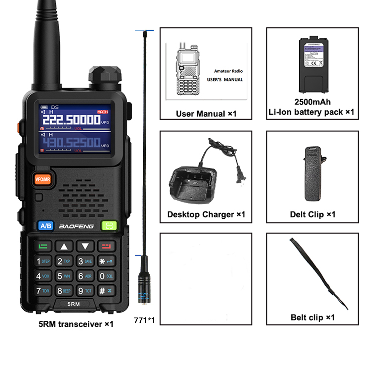 Baofeng 5rm 8w Air Band Amateurfunk Sechs-Band-Tri-Power-Funkgerät noaa 999ch Typ c UV-5RH pro: Rot