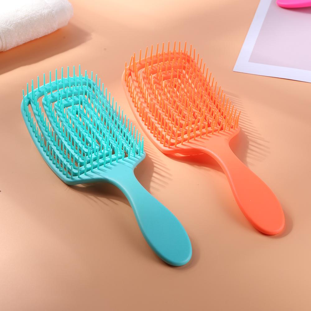 Delicate Hollow Vrouwen Haar Borstel Hoofdhuid Massage Kam Salon Rubber Anti-Slip Handvat Styling Haarborstel Gezondheidszorg Massage Producten