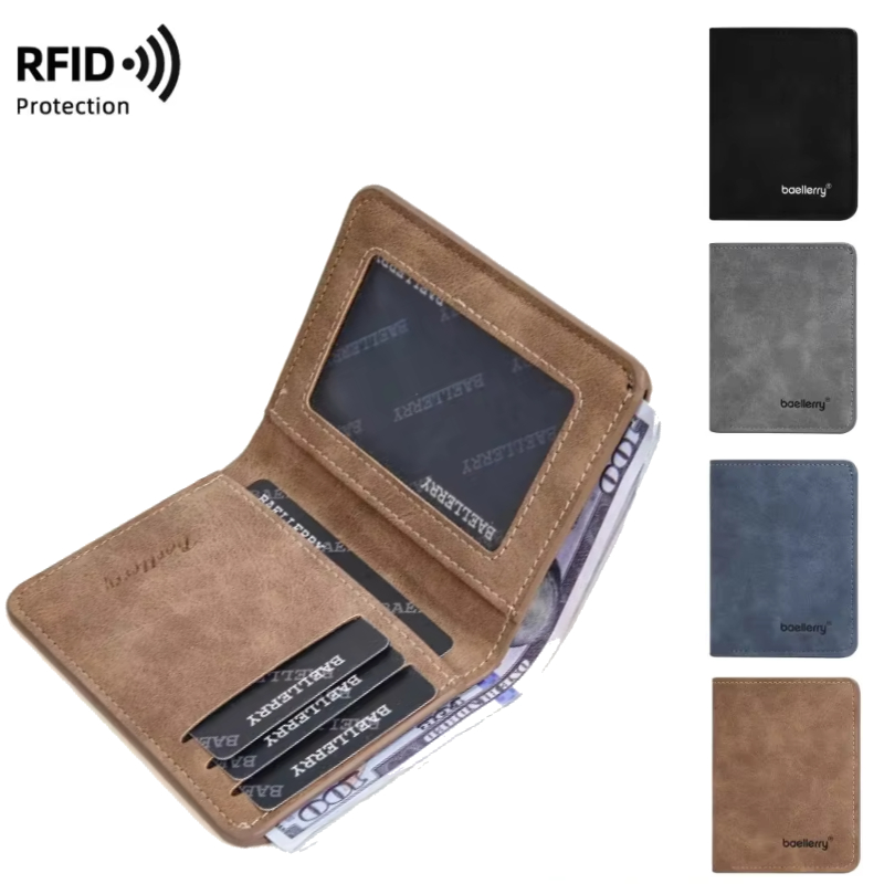 Herren-Geldbörse, schmal, geschliffenes Leder, Multi-Kartenhalter, minimalistisch, lässig, Geschäft-Geldbörse für Herren, kompakt, multifunktional, kurze Geldbörse