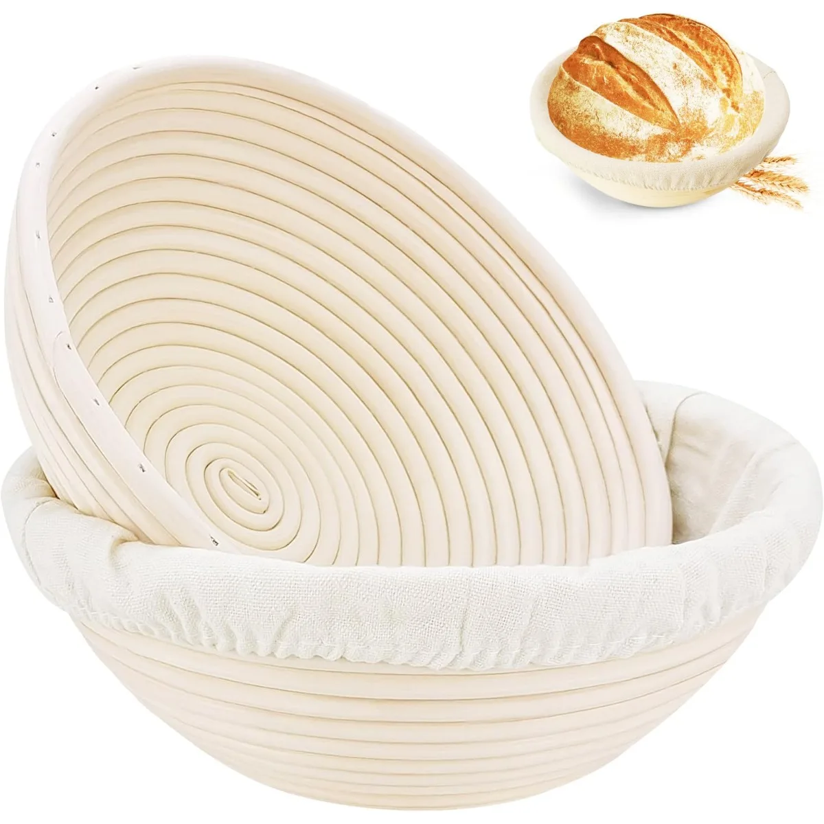 Bread Proofing Basket Sourdough Proofing Basket Round Proofing Bowls Handmade Rattan Baskets Liners Sourdough Bread Making Kit