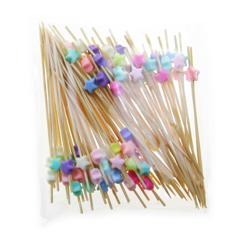 100pcs 12cm Disposable Bamboo Fork Buffet Fruit Desserts Pick Skewer Food Cocktail Sandwich Stick: 5