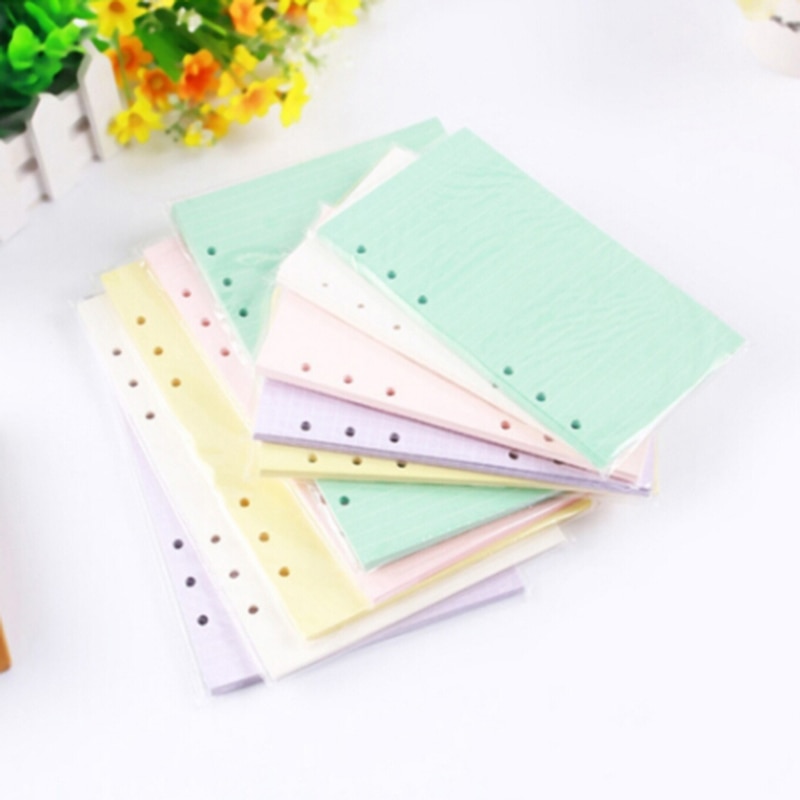 Colorful A5 Loose Leaf Notebook Refills 6 Holes Rings Binder Spiral Diary Planner Inner Core Inserts Paper Guest Book