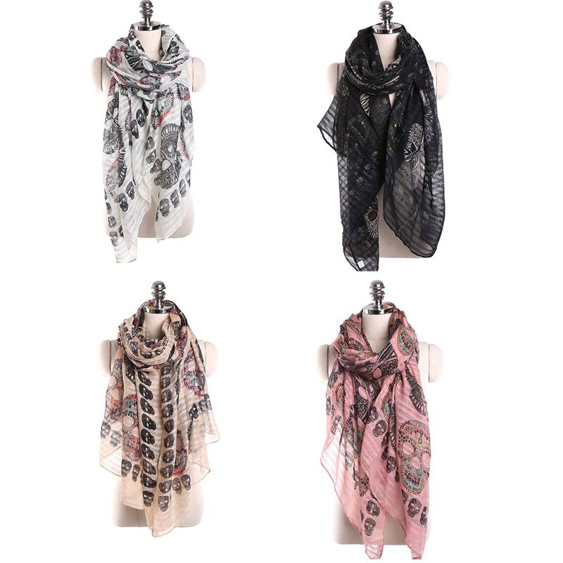 U90E Tudung Hijab Skull Pattern Muslim Hijab Voile Scarf Muslim Hijab Scarf Style Scarf