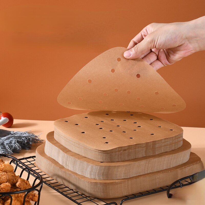 Papier de cuisson antiadhésif jetable pour friteuse à Air, 50 pièces, 18/19/20/21/22/23cm, ustensiles de cuisine
