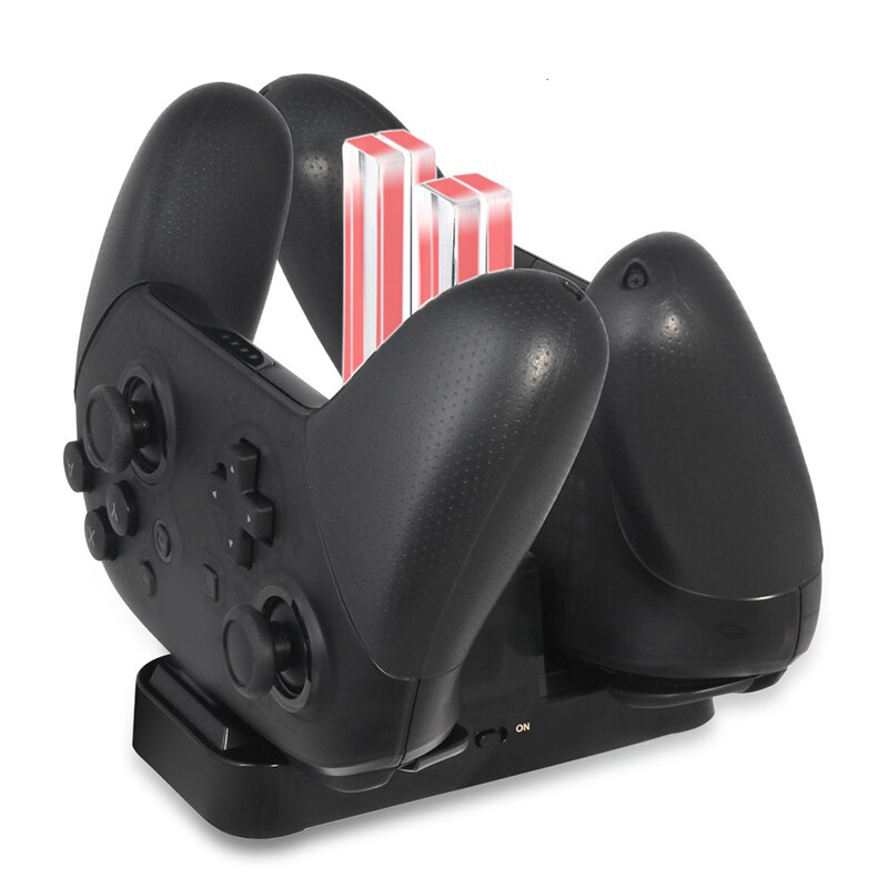 6 in 1 usb-oplaadstation voor nintendo switch met led-indicatie,  to 2 pro-controller-opladers,  or 4 joy-con-opladers