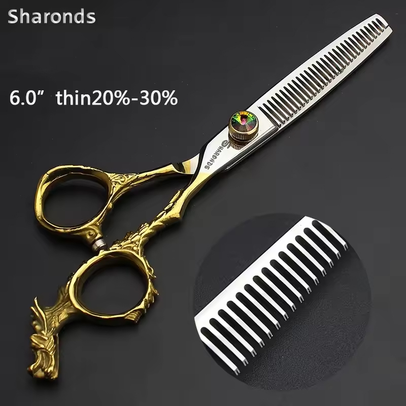 Echte kappersschaar, 6 inch kappersschaar, speciale schaar voor haarstylisten, schaar met platte tanden.: Lichtgeel