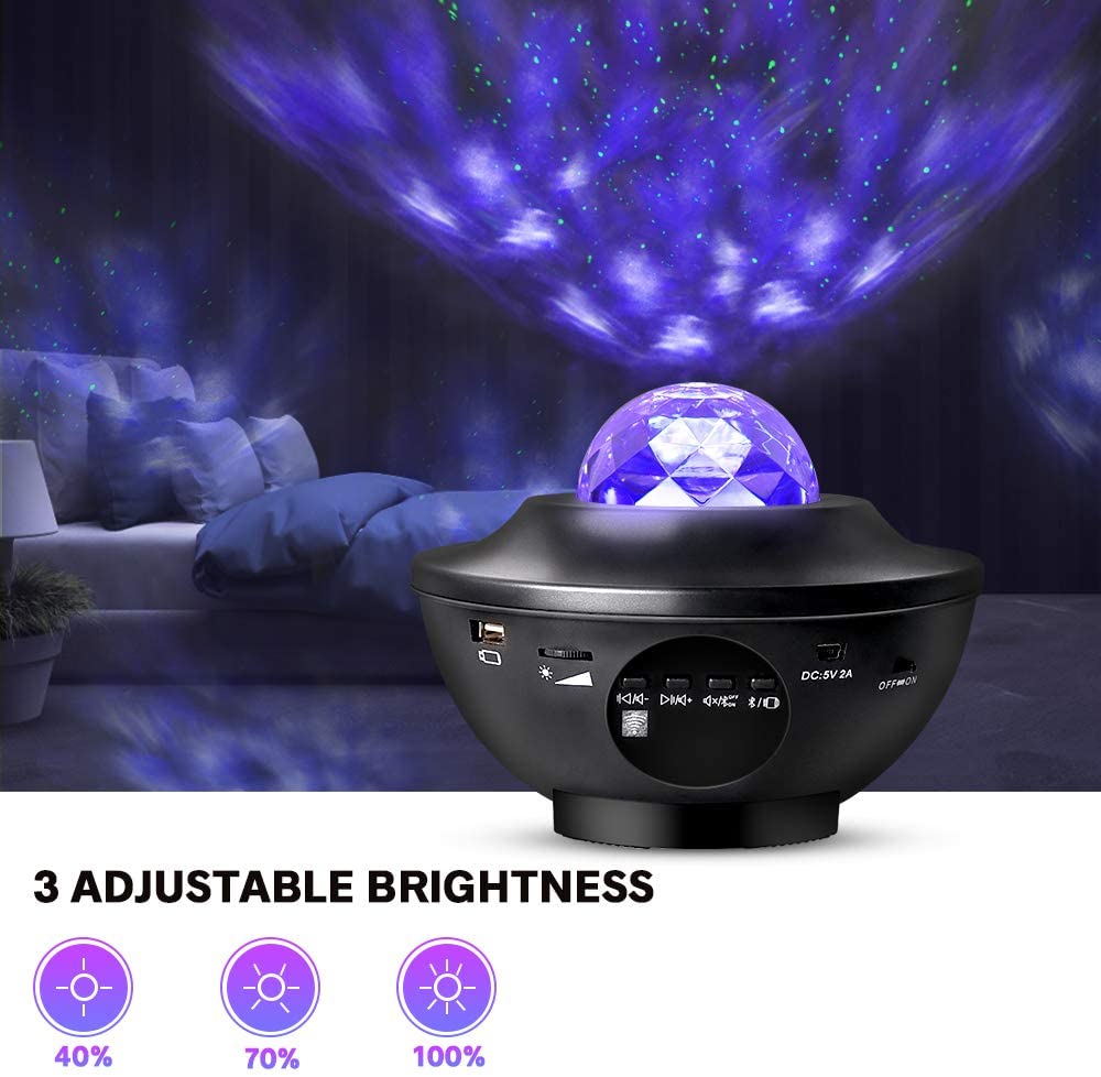 Musik-Spieler mit Bluetooth LED Galaxis Projektor Ozean Welle LED Nacht Licht Fernbedienung Sterne Nacht Rotierenden Licht Luminaria Für Kind
