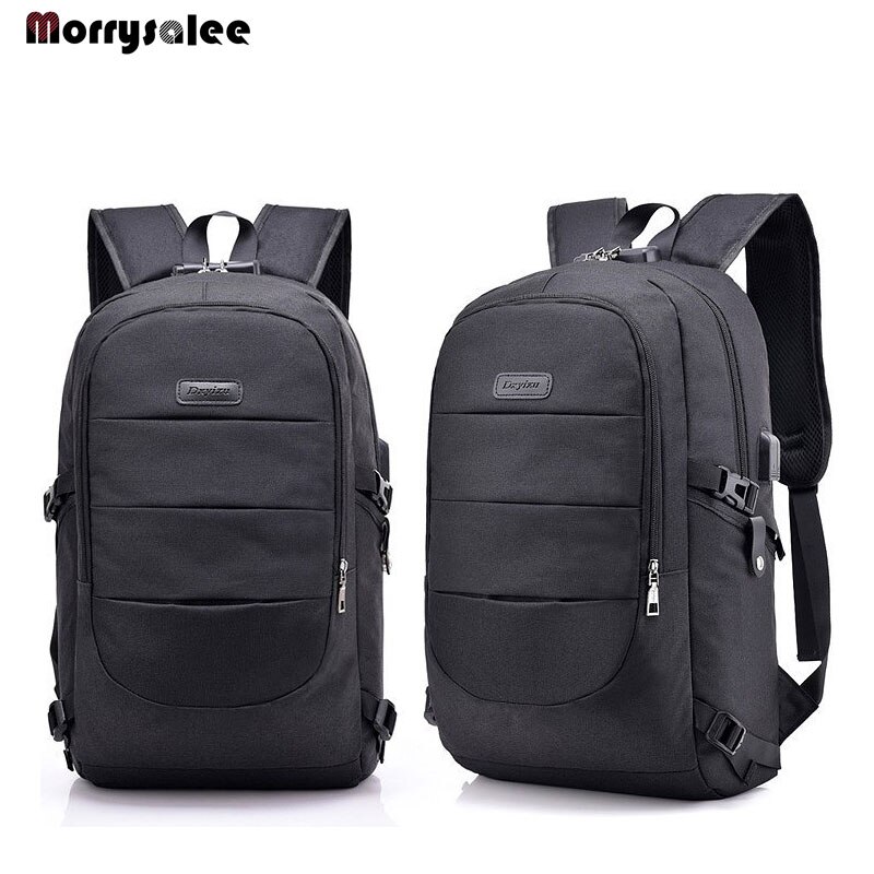 Mode Man Laptop Rugzak USB Opladen Computer Rugzakken Casual Stijl Tassen Grote Mannelijke Reistas Studenten Grote: Black