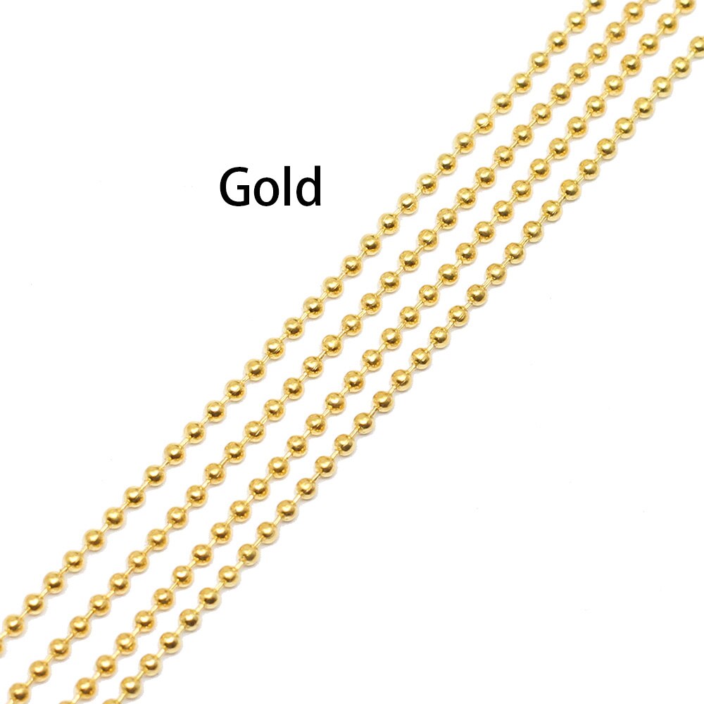 5 m/lote 1,2 1,5 2,0mm cadenas de cuentas de bolas de Metal hallazgos cadena de collar Kettingen a granel para suministros de joyería accesorios DIY: M / Oro
