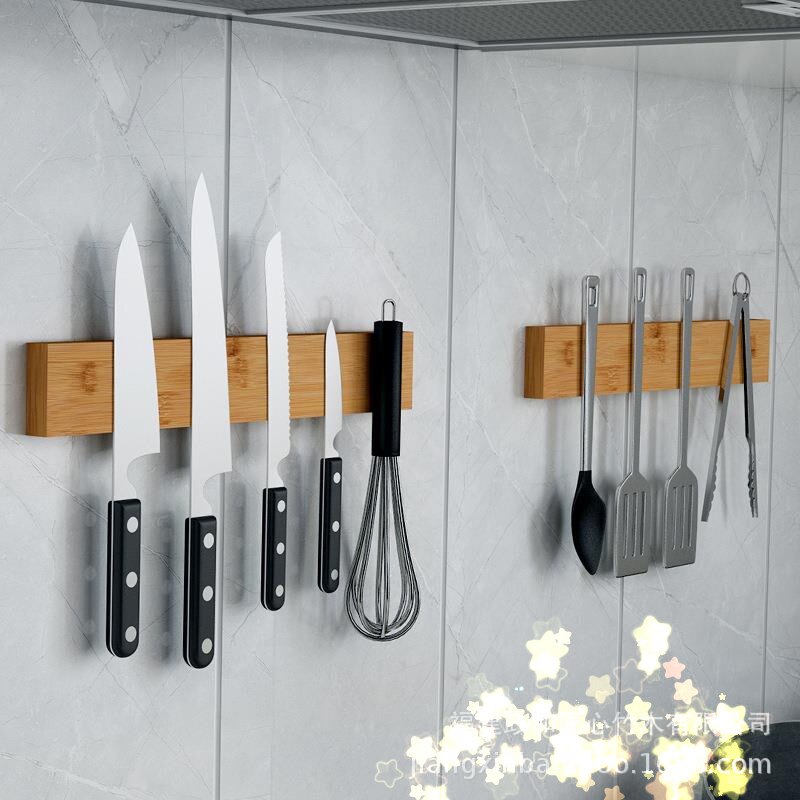 Kraftfull 6 tums magnetisk knivlist, massiv väggmonterad knivstång i trä. magnetisk kniv & verktygshållare, unik