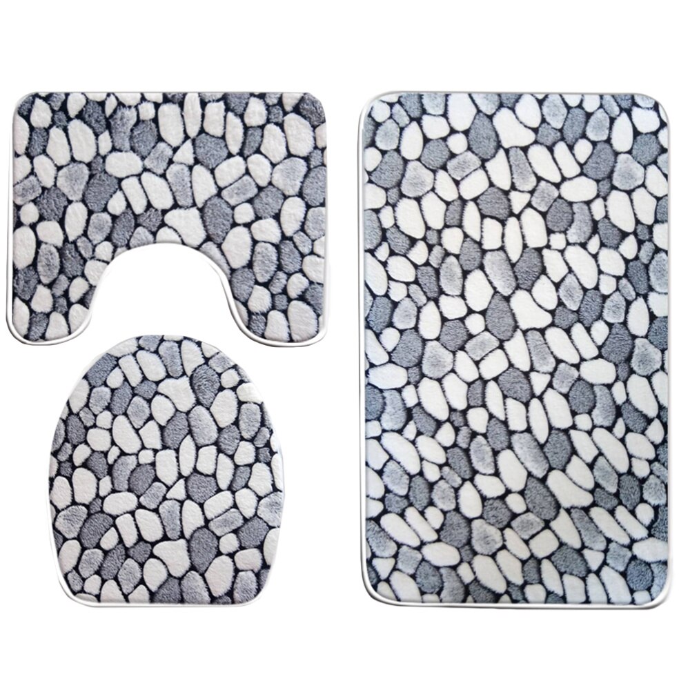 3Pcs Badmat Coral Fleece Anti-Slip Wc Tapijt Set Wc Matten Set Wc Deksel Cover Voor Thuis badkamer