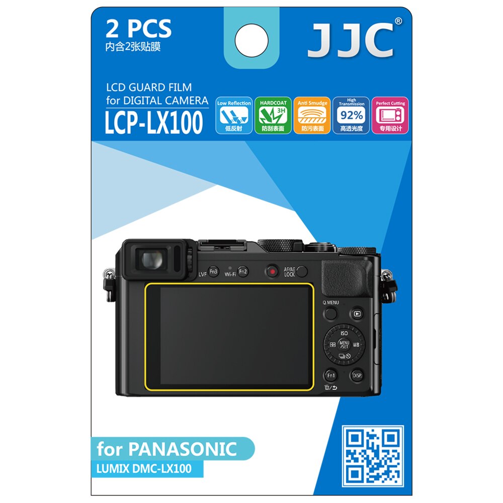 JJC LCP-LX100 LCD Guard Film Screen Protector 2 STUKS Camera Display Cover voor Panasonic LX100/TZ90/FZ85/ TX1/Leica D-Lux (Typ 109)