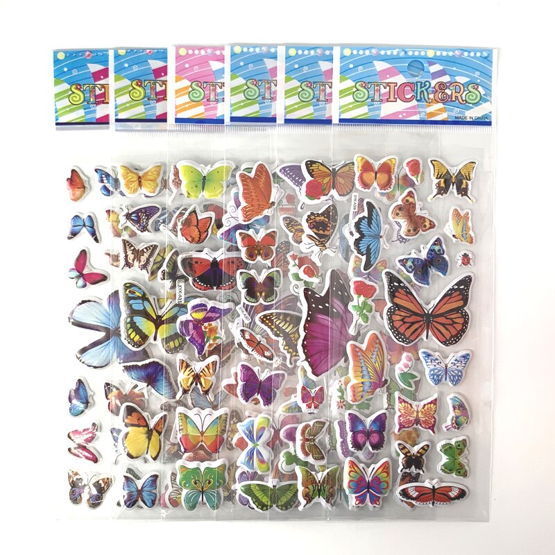 12 blätter/einstellen Scrapbooking Kawaii Schmetterlinge SchöNe Aufkleber Karikatur 3D blasiert geschwollen Aufkleber für freundlicher Notizbuch Tagebuch Dekoration