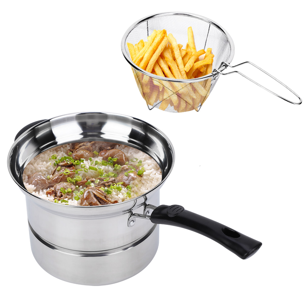 201 Stainless Steel Nonmagnetic Non-stick Stockpot Cookware with Glass Lid Milk pot