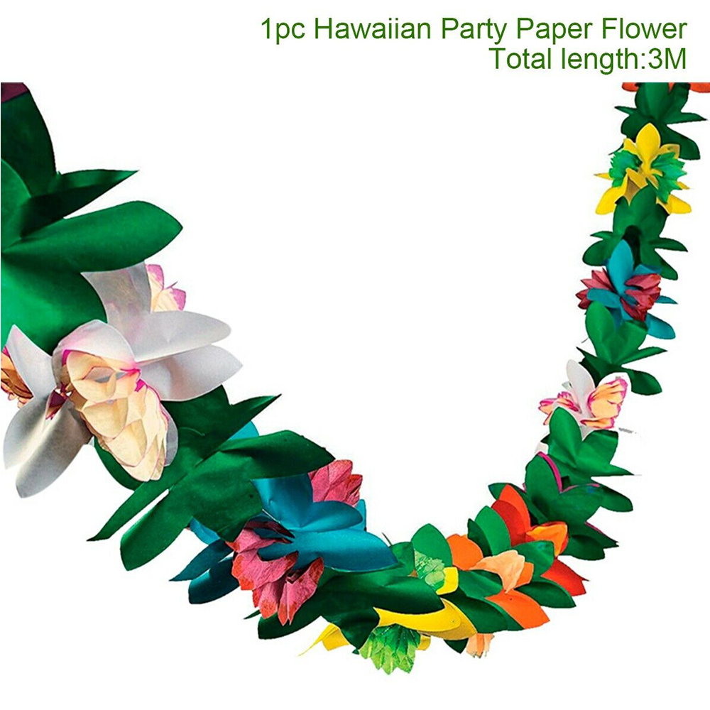 Hawaiian Tropical Paper Flower Garland Beach Luau Party Hanging Decoration Wedding Decor Aloha Hawaii Tropical Flamingo Banner: Hawaiian banner