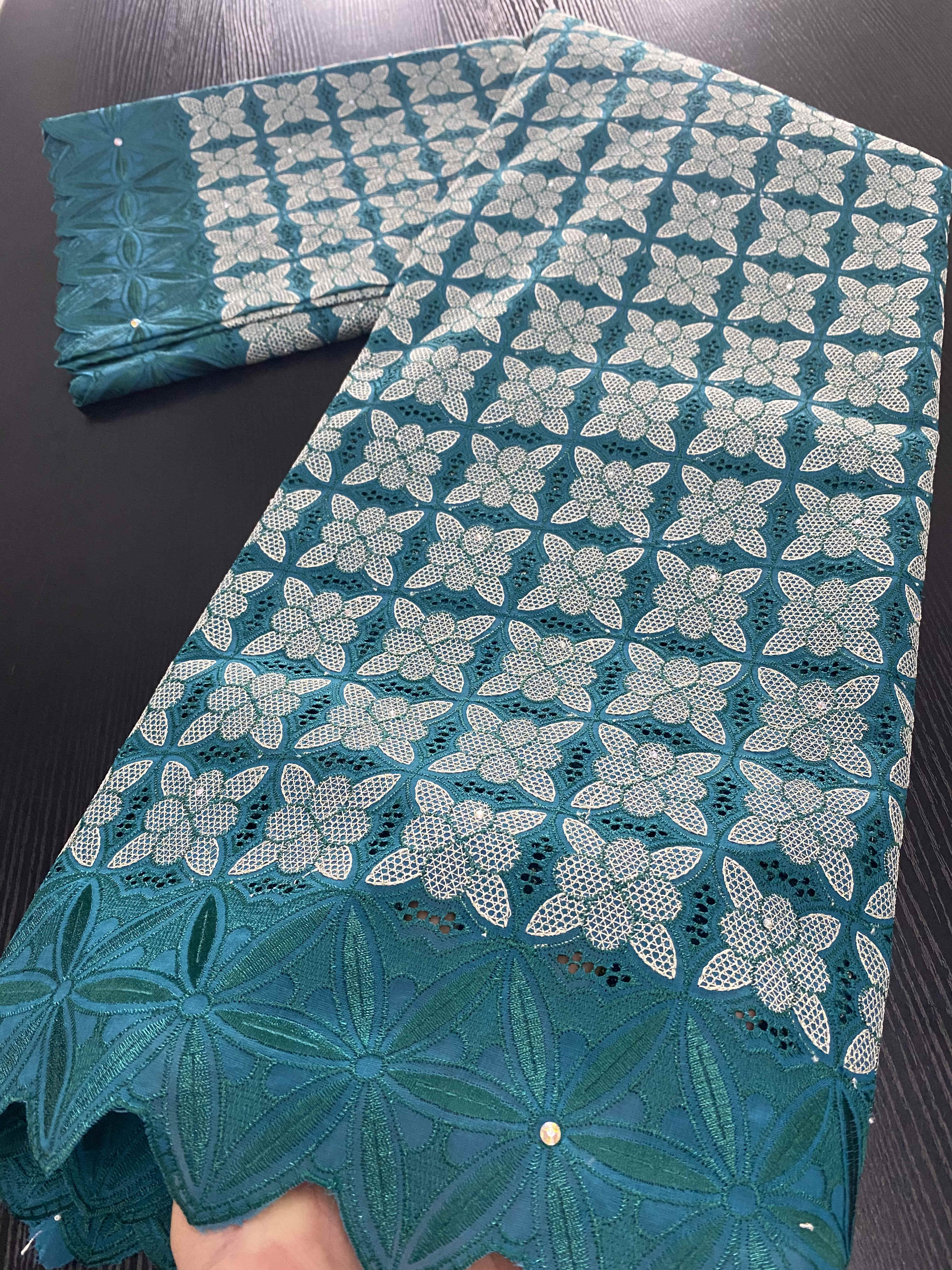 Nigerian African Dry Cotton Lace Fabrics Lace Swiss Voile Lace Punch Cotton For Wedding Dress Sewing YA3425B-3