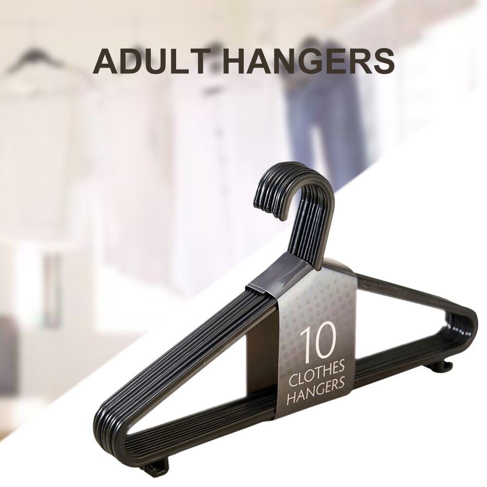 10/Pack Plastic Hanger for Clothes Space Saving Durable Standard Hangers for Garment Black Home Laundry Storage Drying Racks