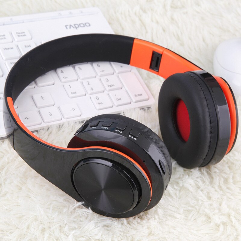 Tourya B7 auriculares inalámbricos Bluetooth Auriculares auriculares con micrófono para PC teléfono móvil música: Black orange