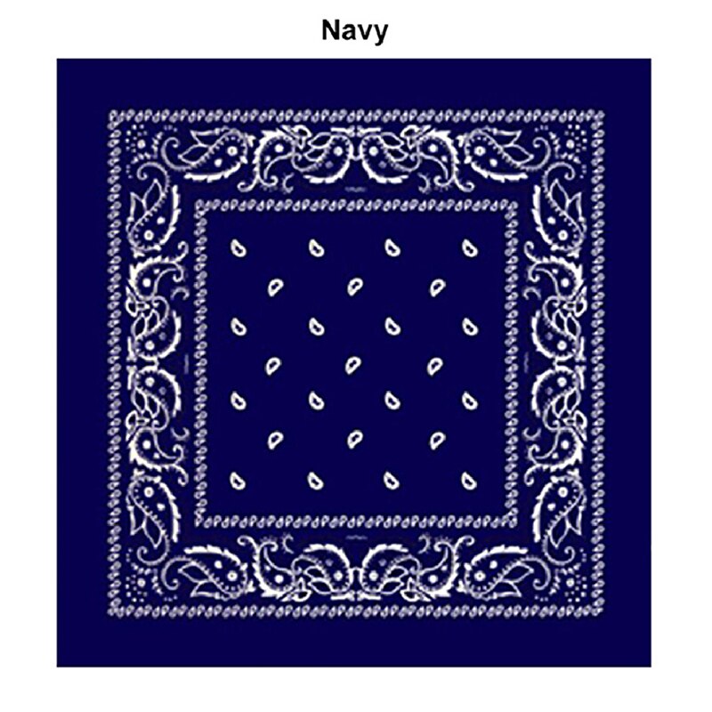 Hiphop katoenen bandana vierkante sjaal 55cm*55cm zwarte rode paisley hoofdband bedrukt voor dames/heren/jongens/meisjes kledingaccessoires: Marineblauw