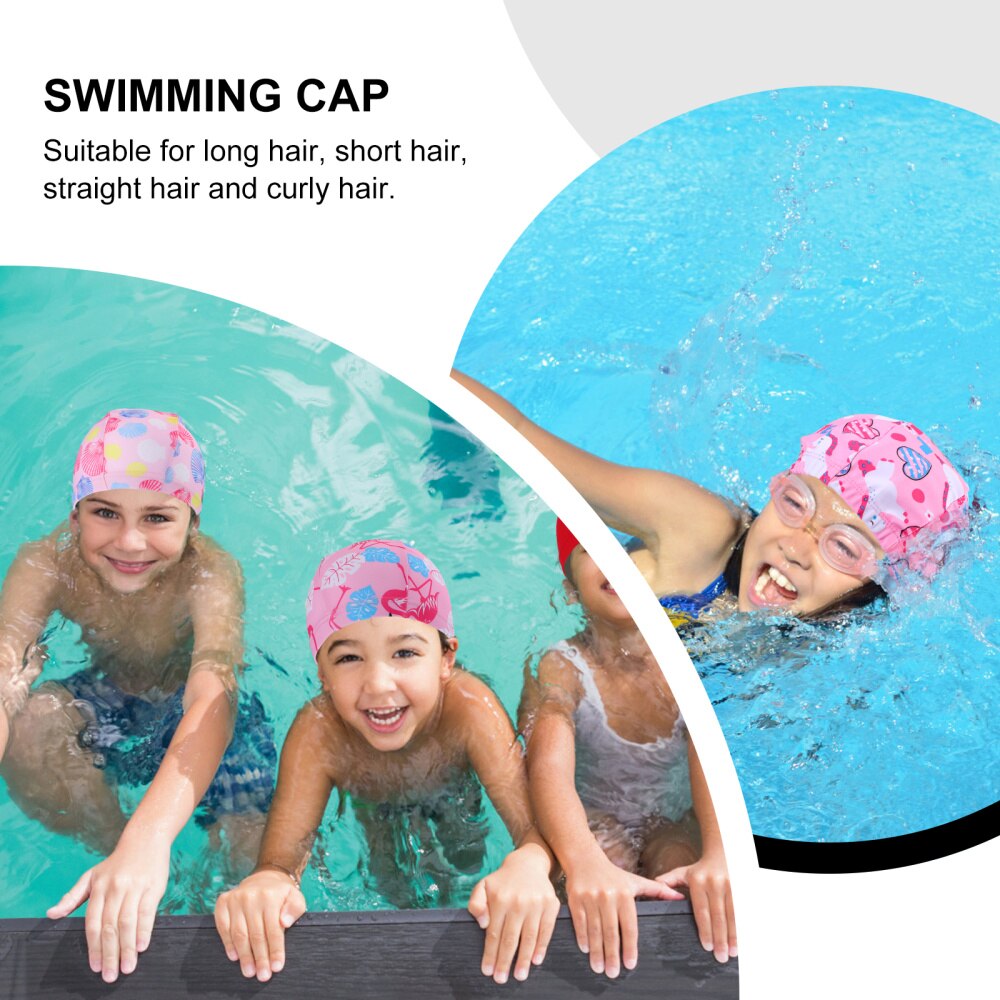 5pcs Waterproof Swimming Cap Children Swim Hat Bathing Cap Swimming Accessory