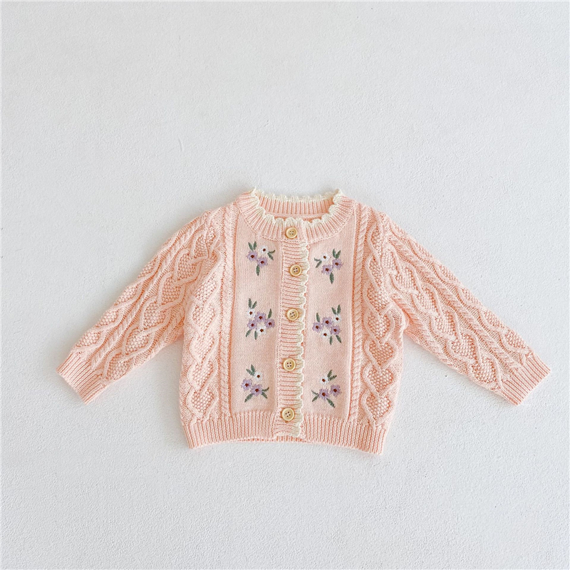0-3Y Cardigan lavorato a maglia per bambino per ragazza maglione ricamato moda 2022 autunno nuovo 100% cotone abbigliamento per bambini costumi per ragazzi: Z317P / 0-6M