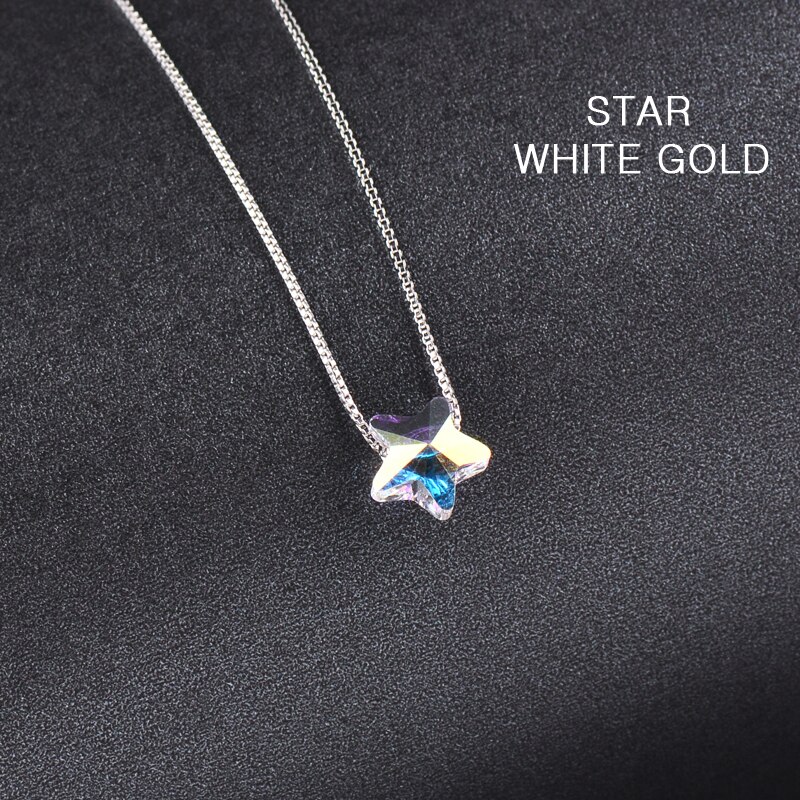 Sinleery brilho estrela cubo bola lágrima cristal colar rosa ouro cor prata gargantilha corrente feminino acessórios jóias xl042 ssa: STAR-silver