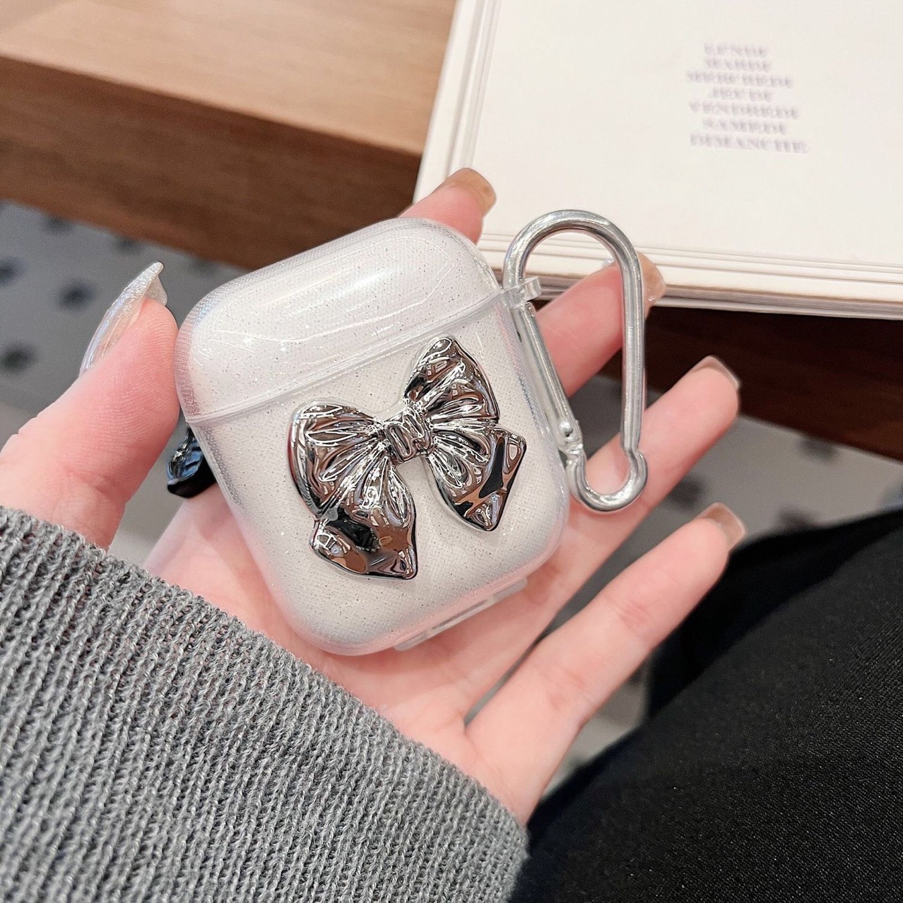Arc rose étincelant adapté pour Apple AirPods 1/2 4 2024 génération étui pour écouteurs Bluetooth génération Pro3 étui pour écouteurs Apple: 2XS / Kaki