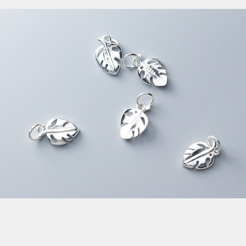 Hollow Out Ambachten Leaf Charms 13Mm 925 Sterling Zilver Fijne Kleine Dangle Hangers Diy Vrouwen Mannen Sieraden Bevindingen Voor verjaardag