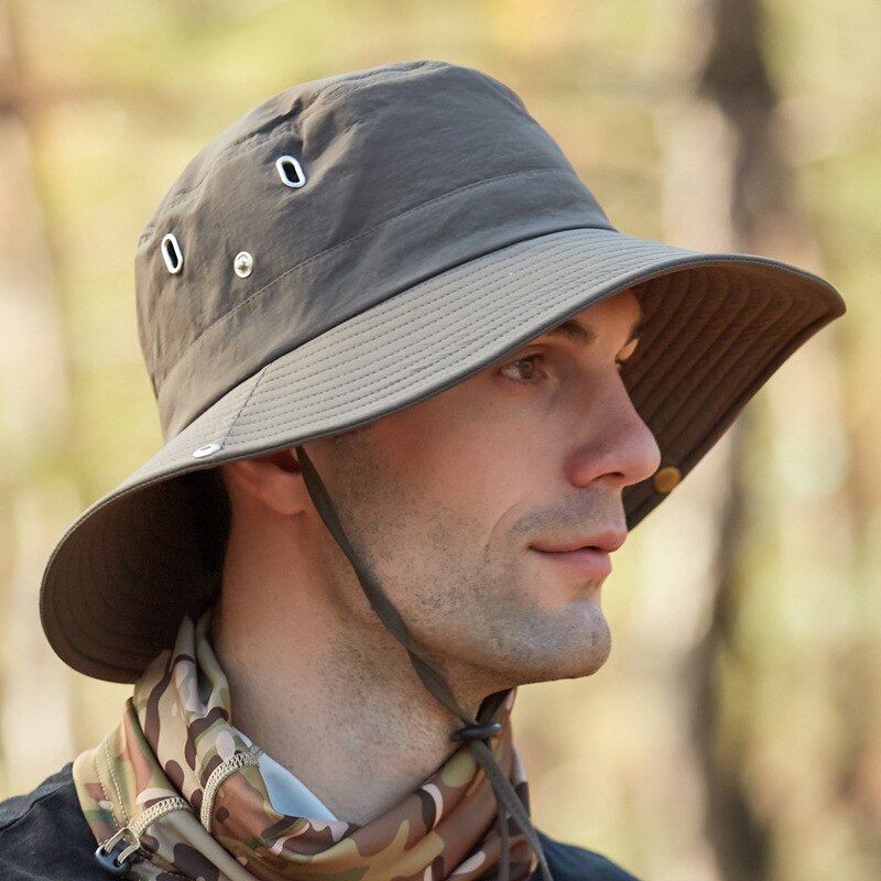 gorras hombre sombrero hombre Respirables de los hombres del verano sol sombrero gorro de pesca al exterior de protección de color sólido sombrero de pescador grandes aleros de viaje de Playa de las mujeres tapas