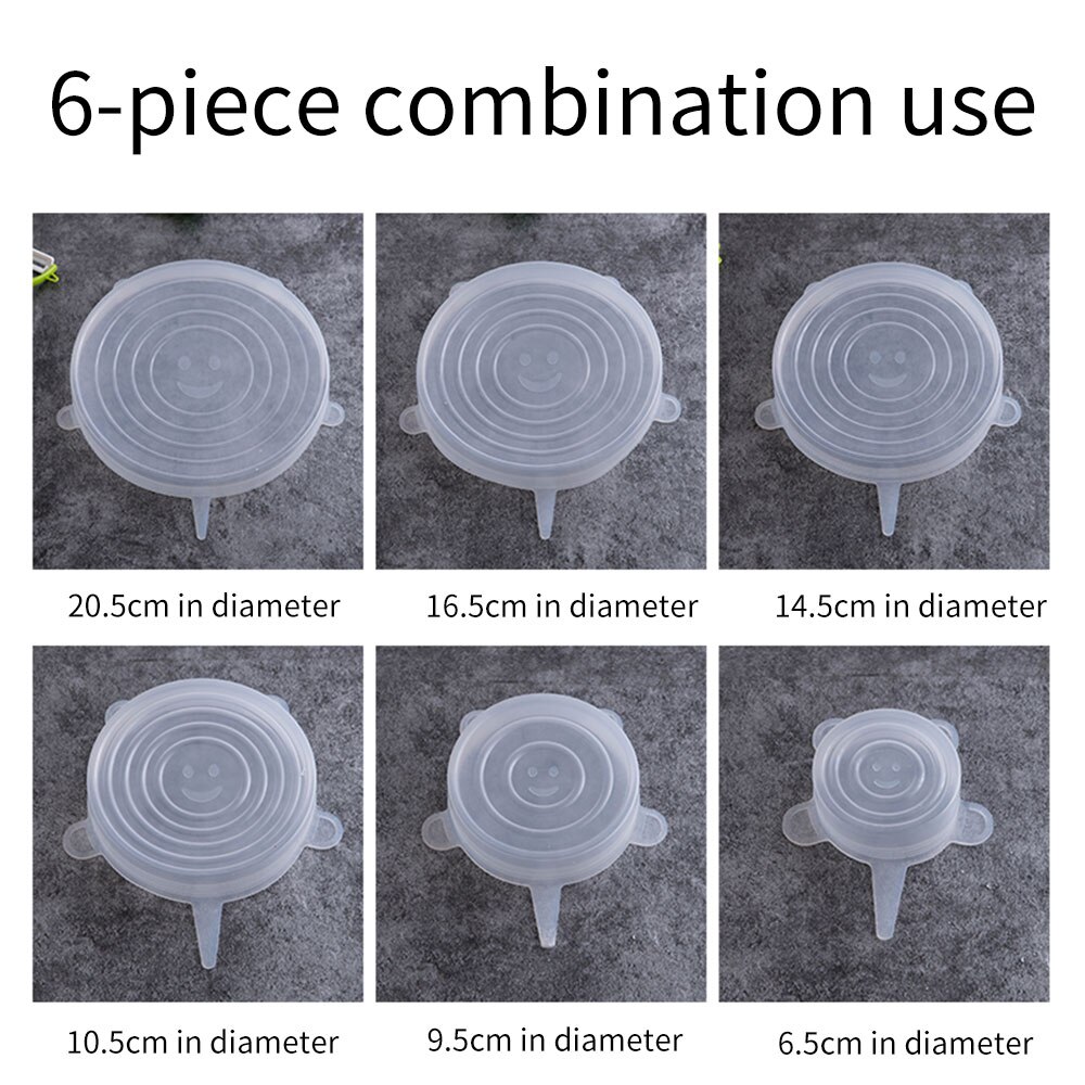6 stuks siliconen rekdeksels universele deksel siliconen kom pot deksel siliconen deksel pan koken voedsel verse kom deksel