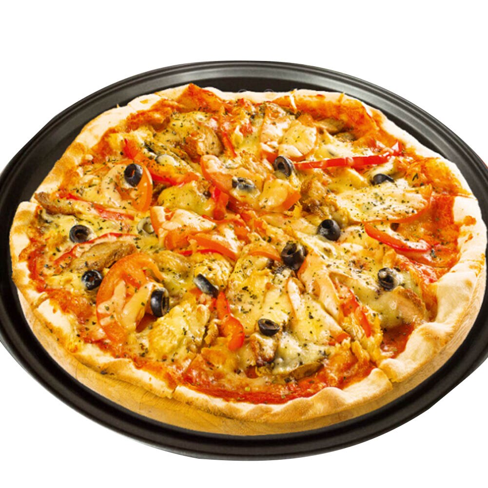 Stil kulstofstål pizza skimmel non-stick bageplade med åndbare huller ovn & opvaskemaskine sikker pizzapande 32*7.8cm