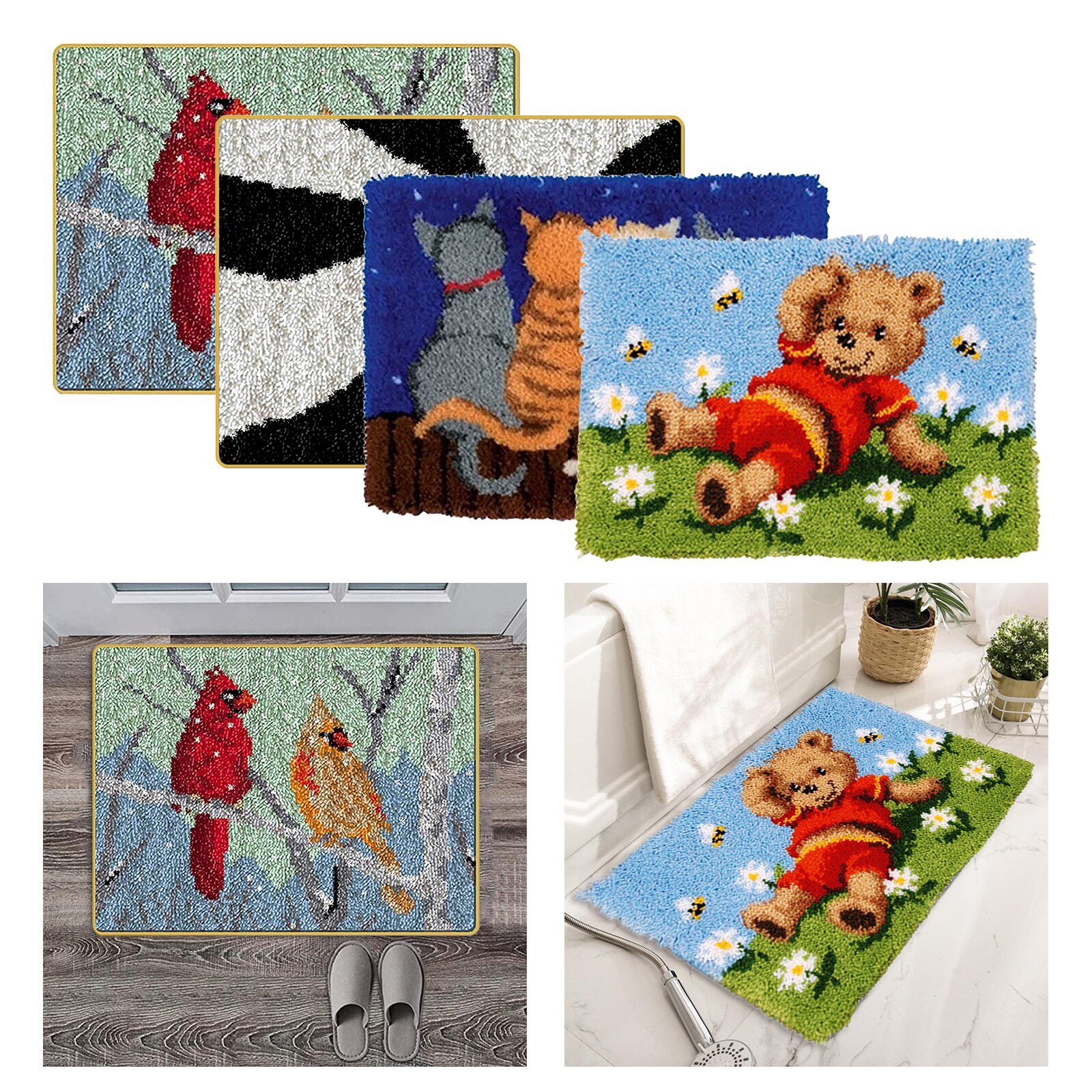 DIY Latch Hook Kit Carpet Rug Making Crafts for Kids Adults Beginners Home