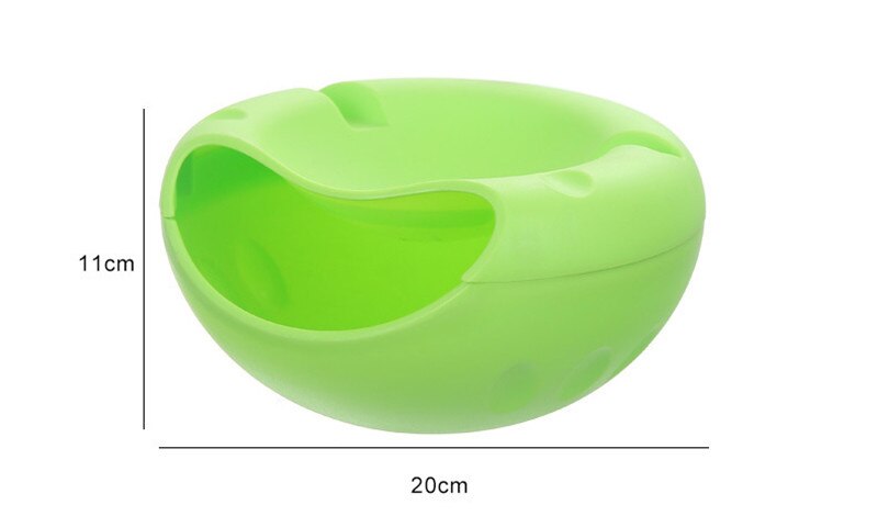 Plastik frugtskål dobbelt aftagelig afløb frugtskål plade slik fad frugtkasse melon frø frugtbeholder mobil ramme suppor: Model b grøn
