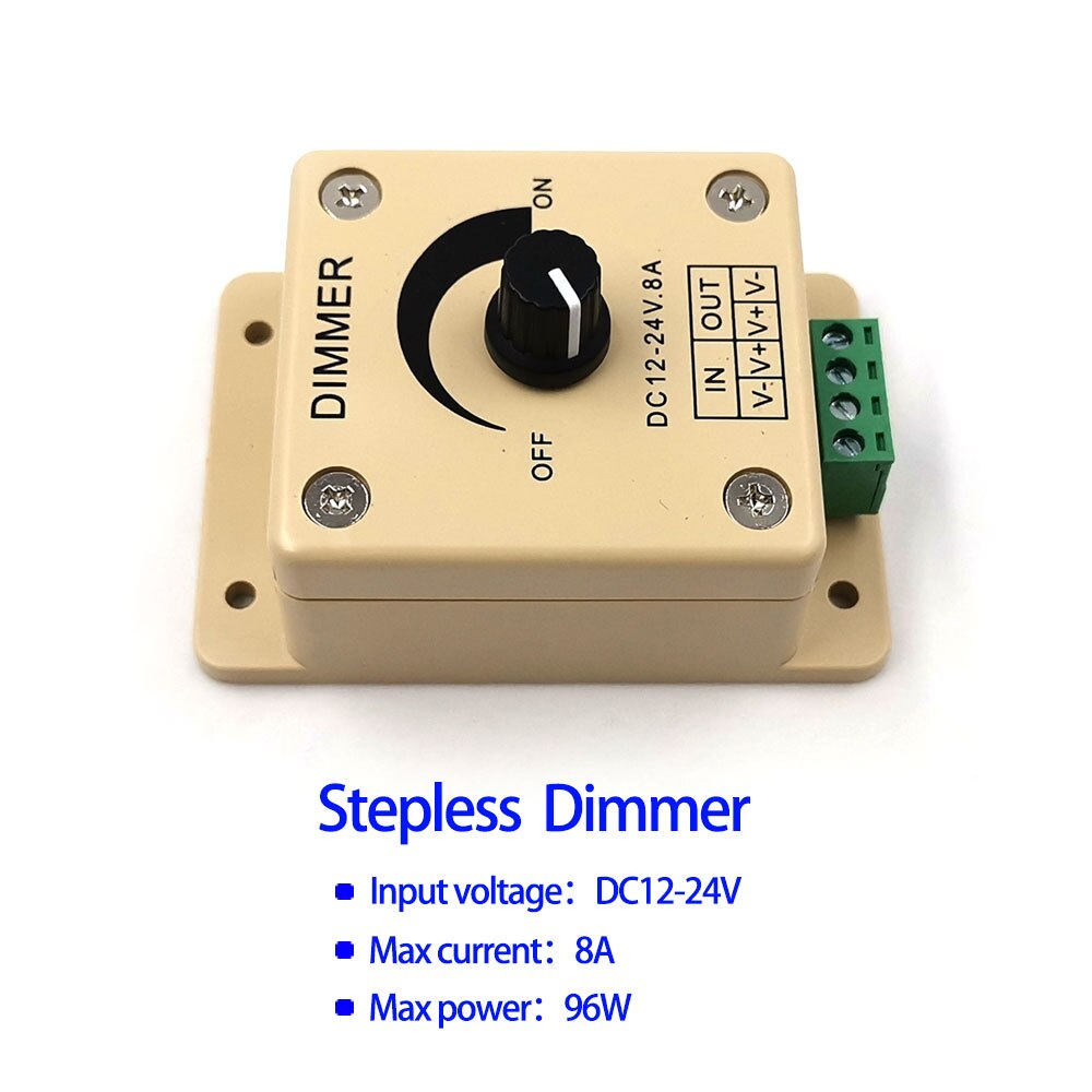 12V 24V Dimmer 8A Power Dimming Switch for LED Strip Light Bulb 96W LED Dimmer Controller