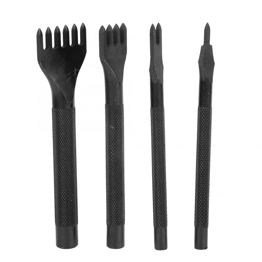 4 st stift mejsel kit läder hantverk pysselverktyg svart galvanisering läder hantverk mejsel: 5mm