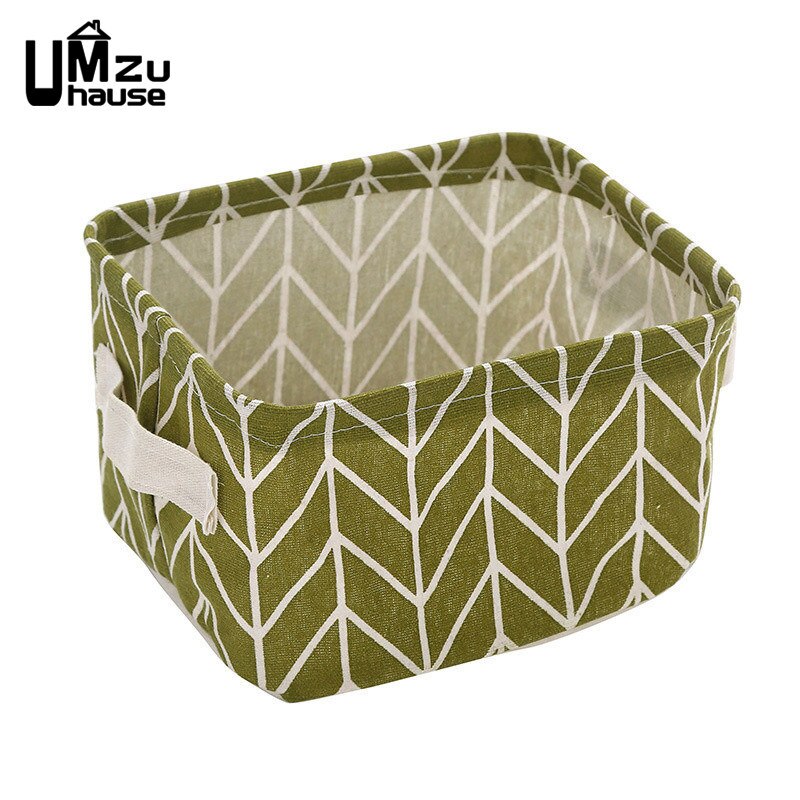 Katoen Linnen Dozen Cosmetische Make Organisatoren Flamingo Eenvoudige Magazijnbakken Home Office Organisatie Meisjes Bureau Tafel Fold Case: Green